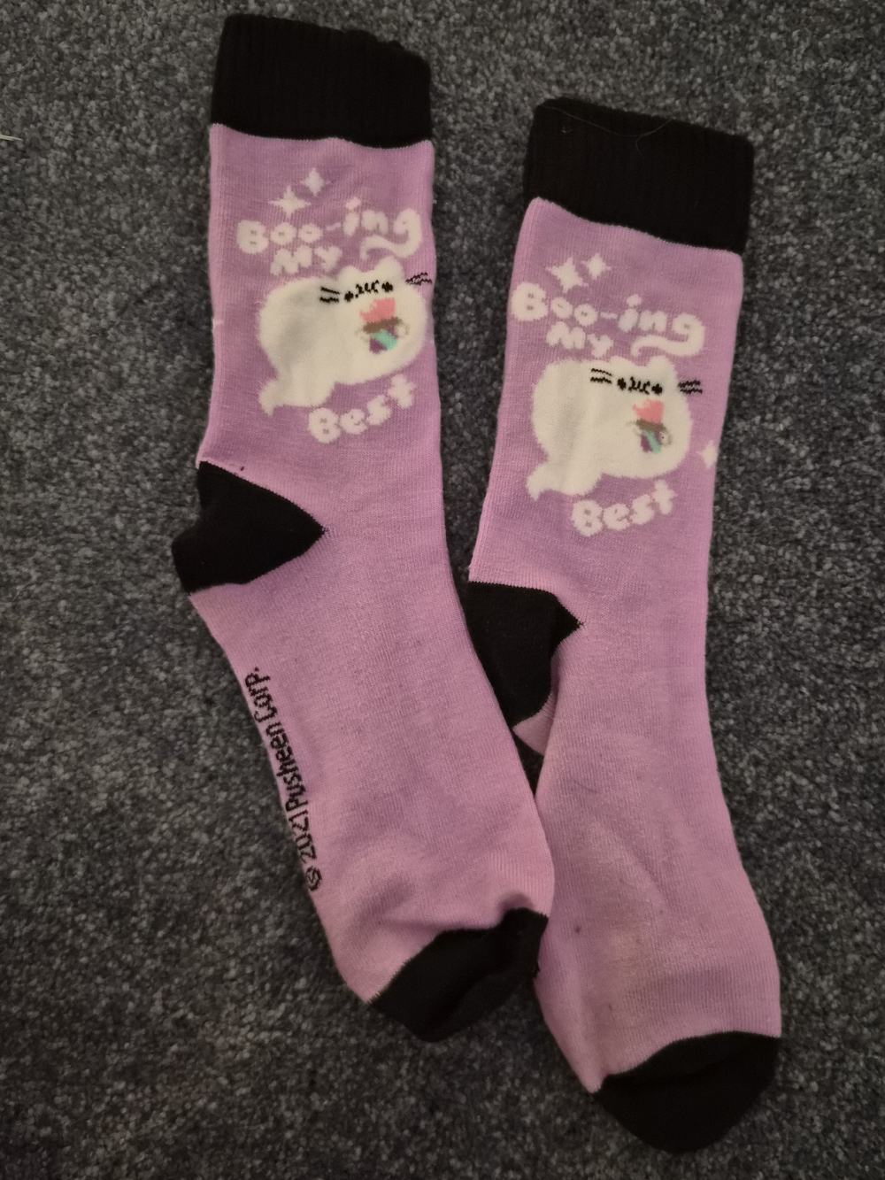 Pusheen Purple Socks Halloween Boo My Best Women's Large